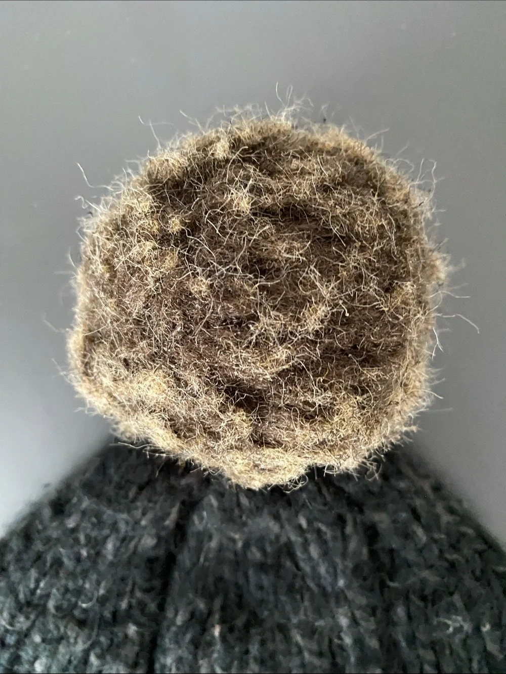 Carhartt Black Rib-Knit Beanie with Tan Pom